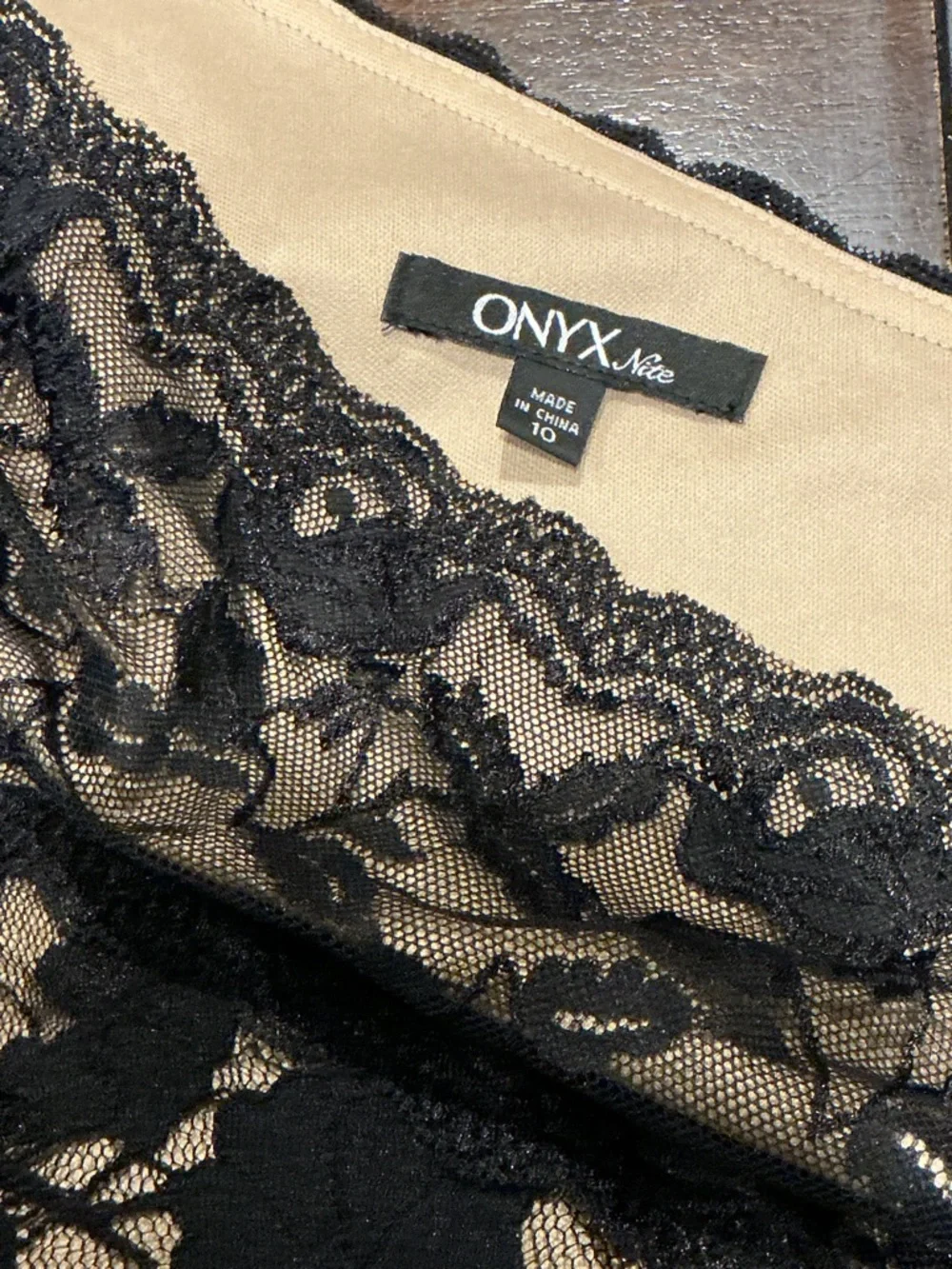 Onyx Nite Lace One Shoulder Dress Size 10 Black Nude Cocktail Elegant - Picture 8 of 8